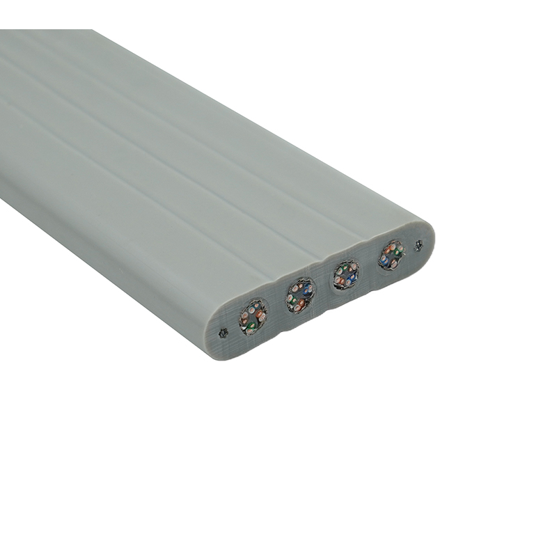 Elevator fladt kabel med stålwire og 4 Cat6 patch kabler