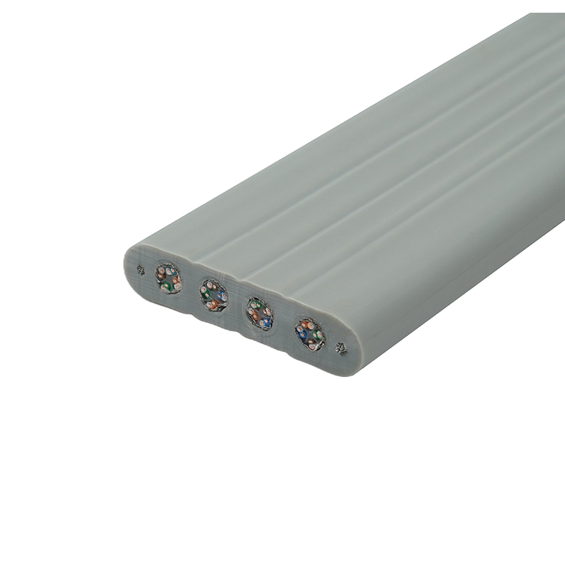 Elevator fladt kabel med stålwire og 4 Cat6 patch kabler