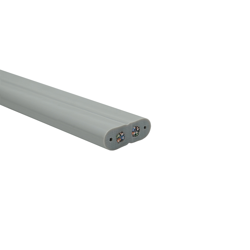 Elevator fladt kabel med ståltråd og 2 Cat6 patch kabler