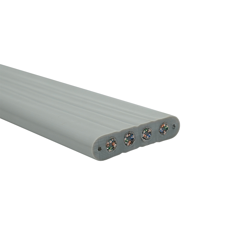 Elevator fladt kabel med stålwire og 4 Cat6 patch kabler